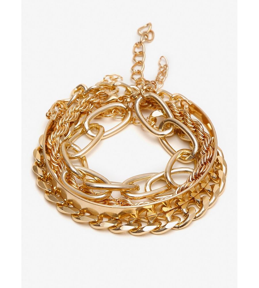 Women Set Of 4 Gold-Toned Gold-Plated Charm Bracelet